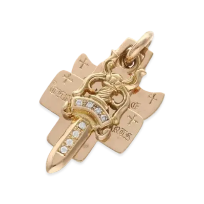 Chrome Hearts 22K 3 Trinkets Pave Diamond Charm "Yellow Gold"