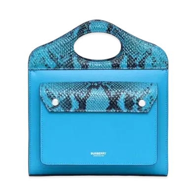 Burberry Mini Leather & Python Rint Pocket Bag "Bright Sky Blue"
