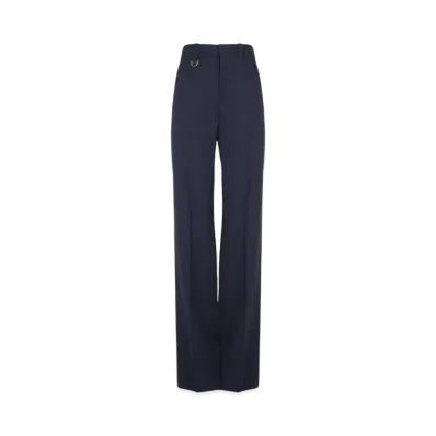 Chloe Tailored Pants In Wool Grain De Poudre "Eclipse Blue"