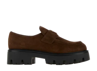 PRADA Women's Suede Loafers "Brown"