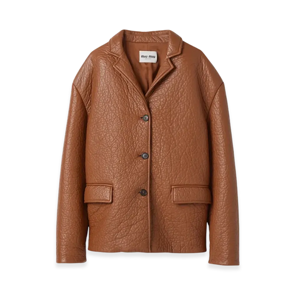 MIU MIU Women's Nappa Leather Jacket "Cognac"
