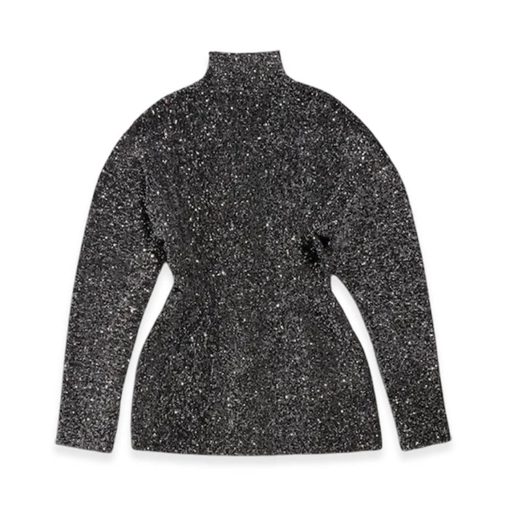 BALENCIAGA Paillette Engineered Hourglass Top "Black"