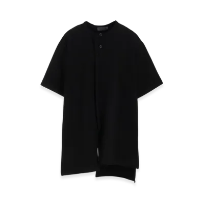 Yohji Yamamoto POUR HOMME American Single Jersey Binder Henry Neck SS T "Black"