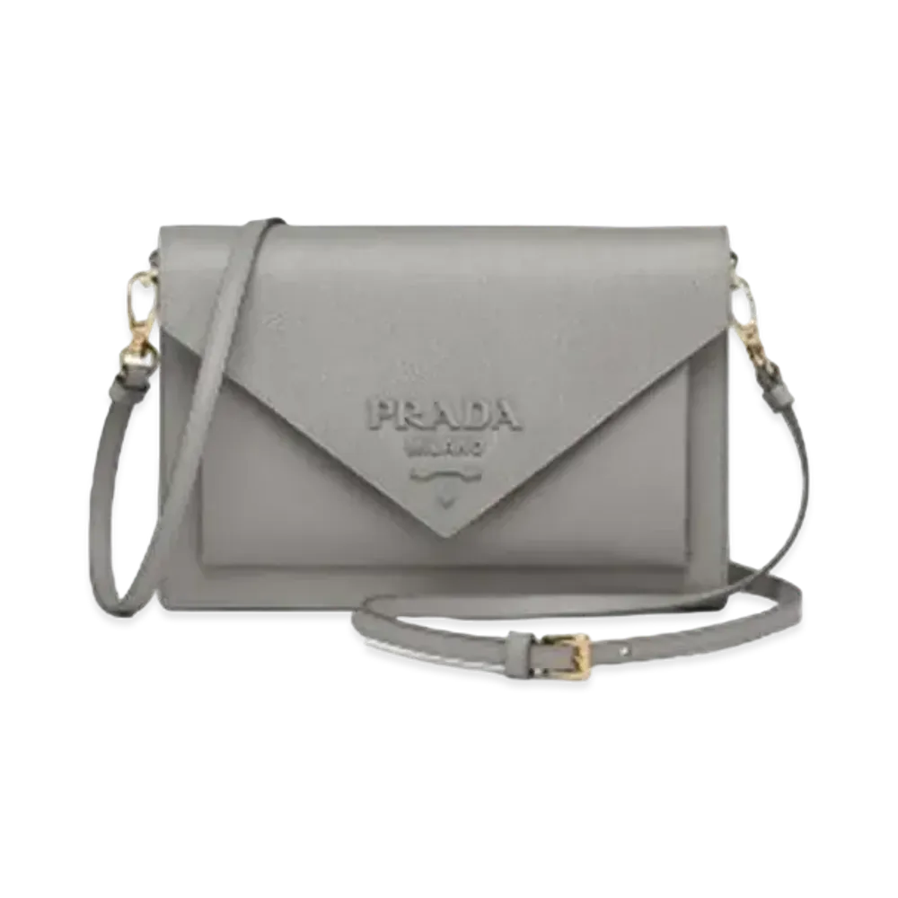 PRADA Saffiano Leather Mini Bag "Light Gray"