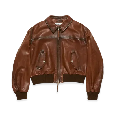 Acne Studios Leather Bomber Jacket "Tobacco Brown"