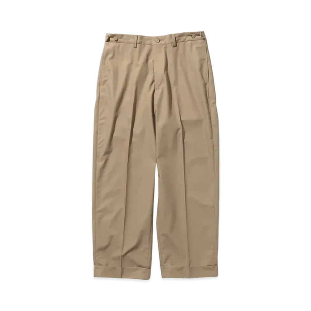 BEAMS IVY Trousers Wide High Density Cotton "Beige"