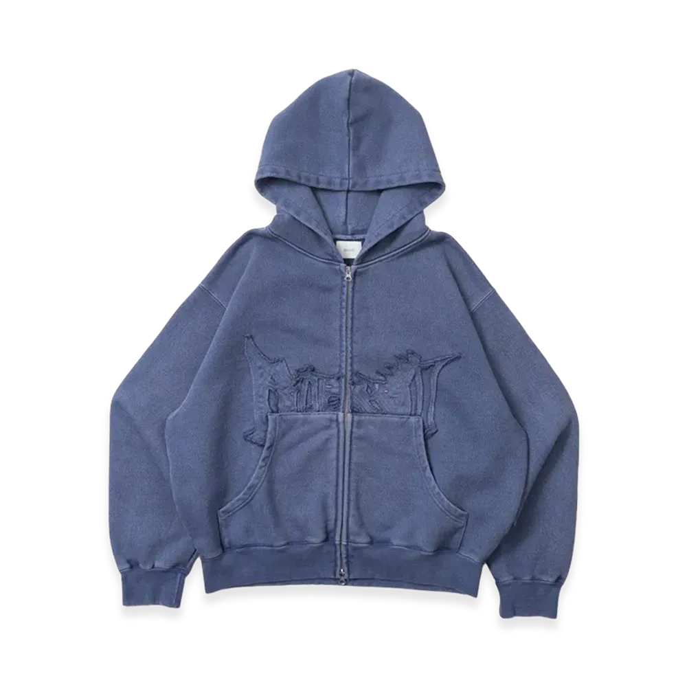 BLESS U Pigment Zip Hoodie "Blue"