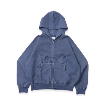 BLESS U Pigment Zip Hoodie "Blue"