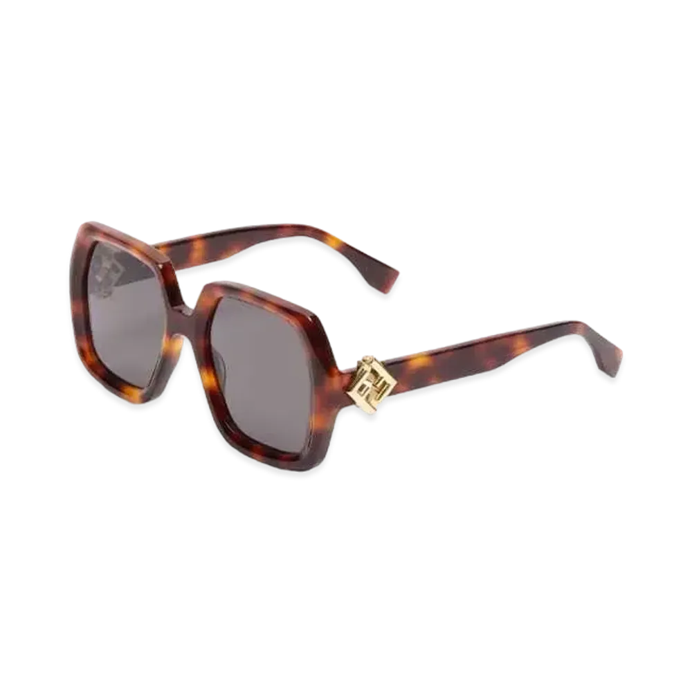 FENDI FF Diamonds Low Bridge Fit Havana Acetate Sunglasses "Brown"