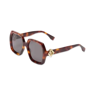 FENDI FF Diamonds Low Bridge Fit Havana Acetate Sunglasses "Brown"