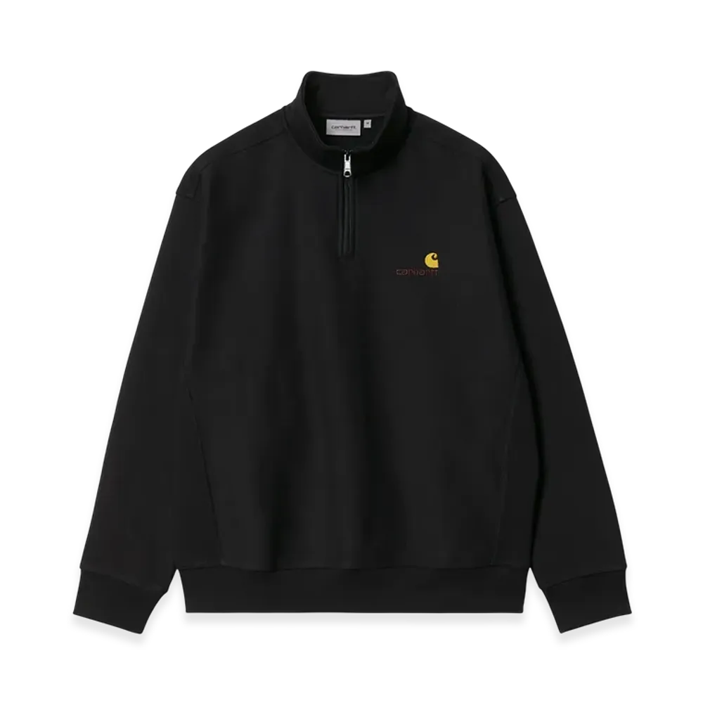 Carhartt WIP Half Zip American Script Sweatshirt "Black"