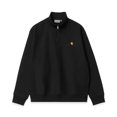 Carhartt WIP Half Zip American Script Sweatshirt "Black"