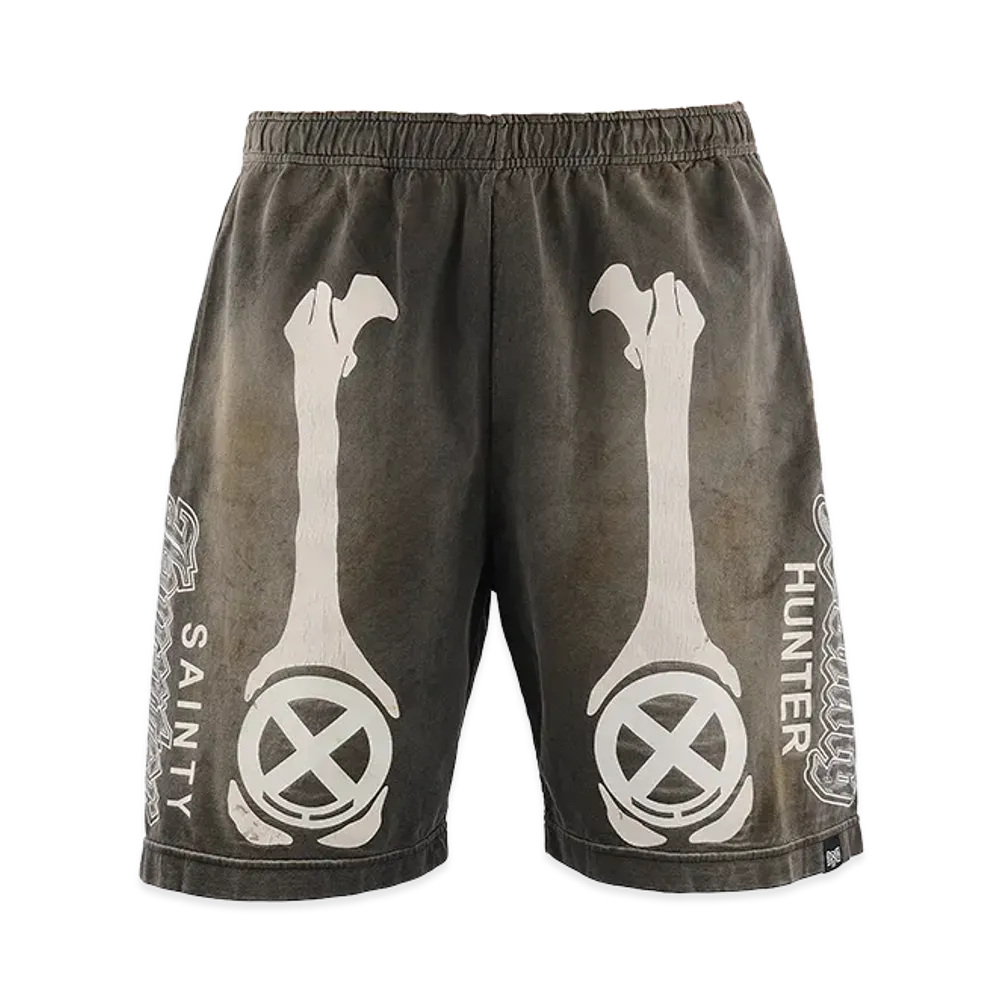 SAINT Mxxxxxx x BOUNTY HUNTER BH Cut Sew Shorts Bone "Charcoal"