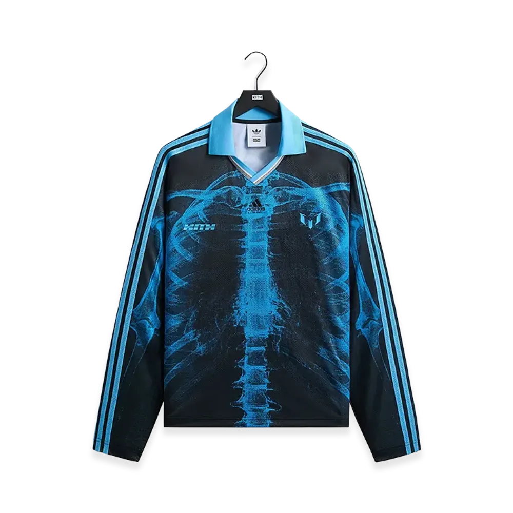 Kith x Lionel Messi x adidas Football Skeleton Goalkeeper Long Sleeve Tee "Black/Blue"
