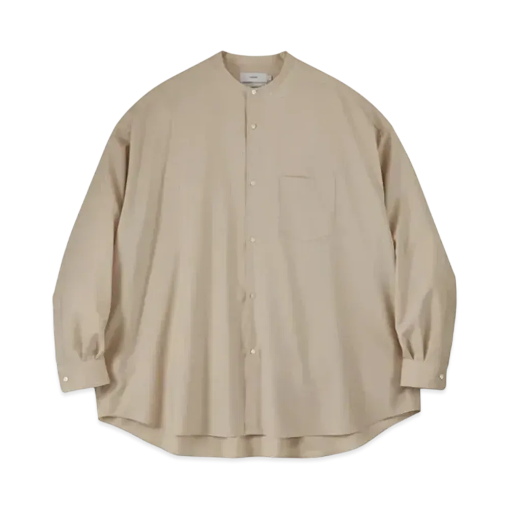 Graphpaper Extra Fine Wool L/S Oversized Band Collar Shirt "Beige"