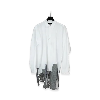 COMME des GARCONS HOMME PLUS Sequin Broadcloth Shirt "White/Gray"