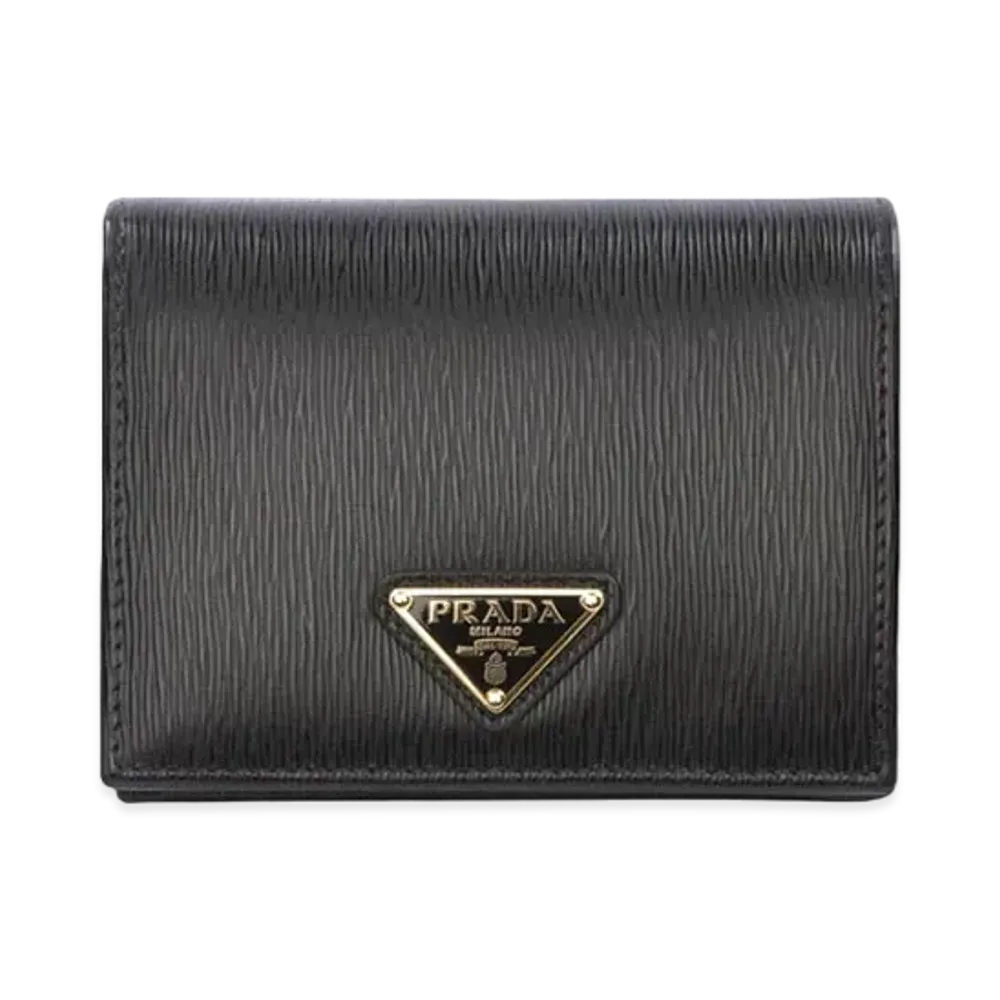 PRADA Small Vitello Move Leather Wallet "Black"