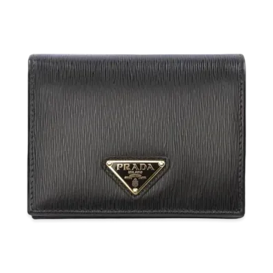 PRADA Small Vitello Move Leather Wallet "Black"