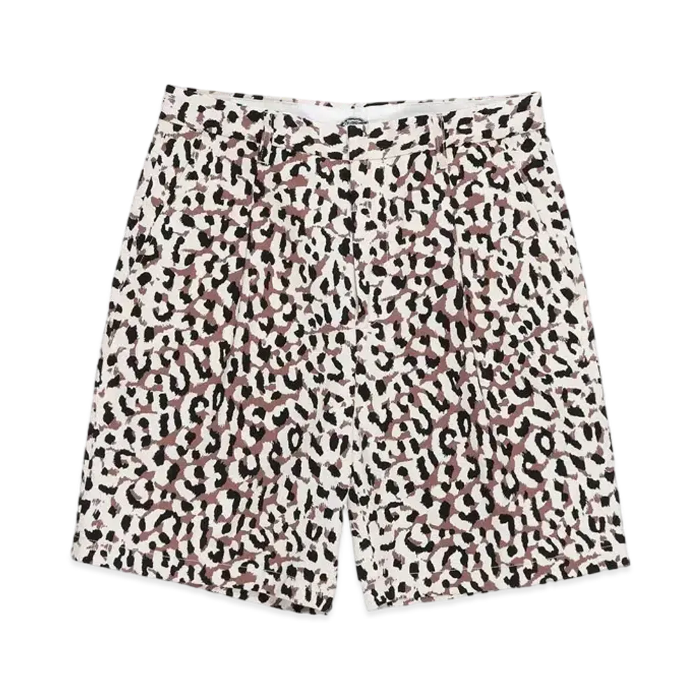 WACKO MARIA DICKIES Leopard PLEATED SHORT TROUSERS "White"