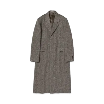 AURALEE Lama Shetland Wool Tweed Chesterfield Coat "Khaki"