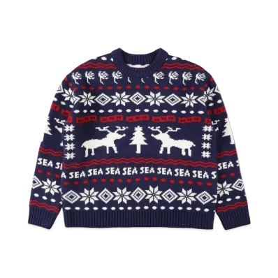 WIND AND SEA GOD SELECTION XXX NORDIC SWEATER "Navy"