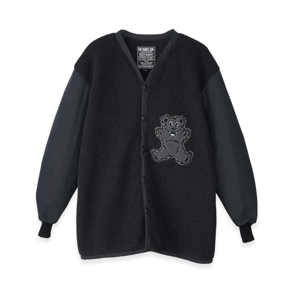 HYSTERIC GLAMOUR Fire Bear Patch Cardigan "Black"