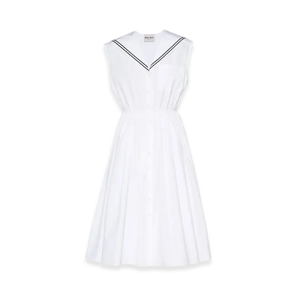 MIU MIU Women's Sailor Poplin Dress "White"