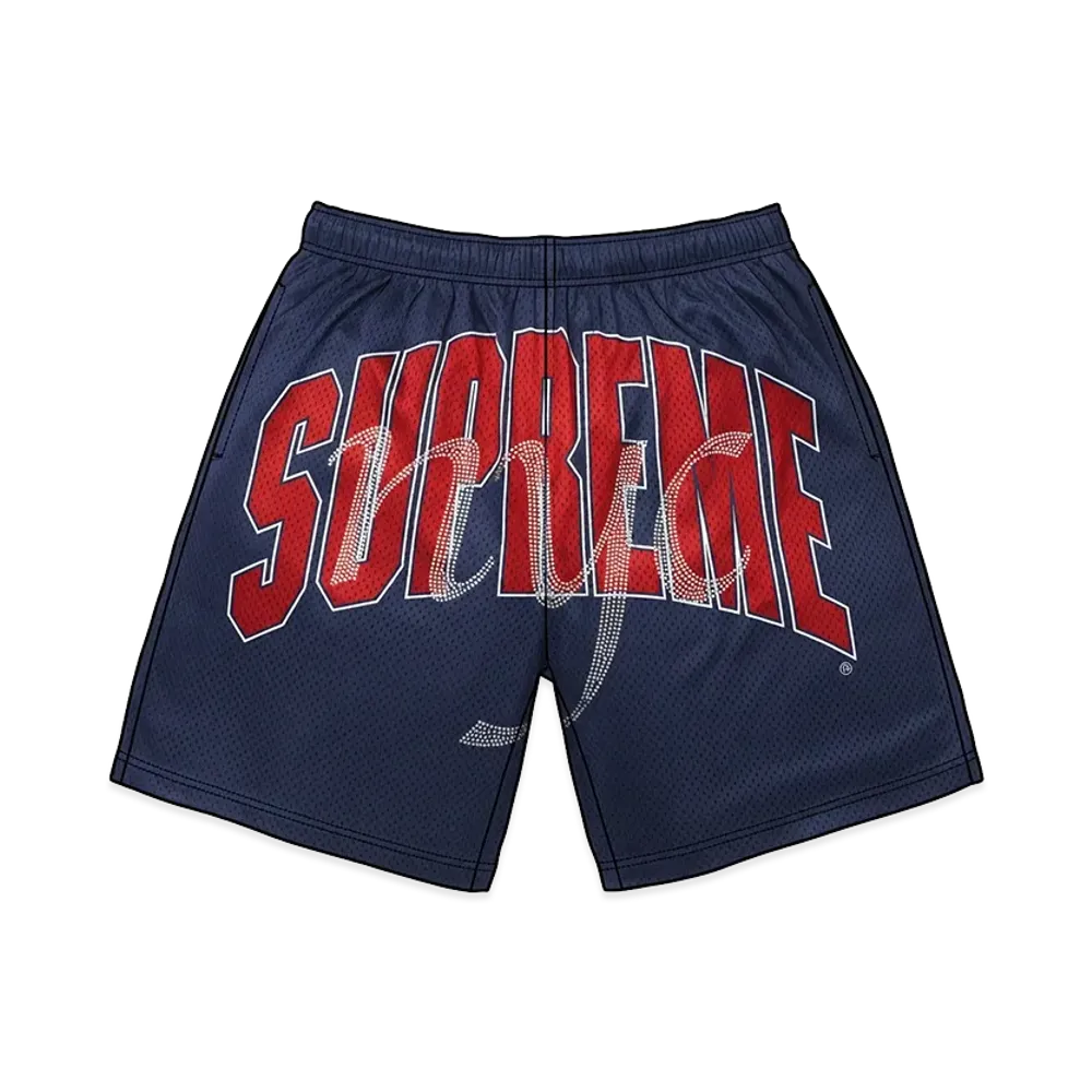 Supreme Rhinestone Mesh Short "Navy"