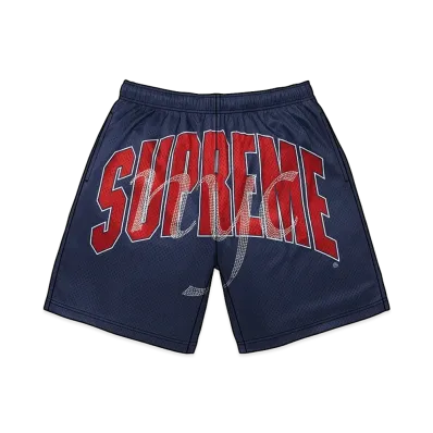 Supreme Rhinestone Mesh Short "Navy"