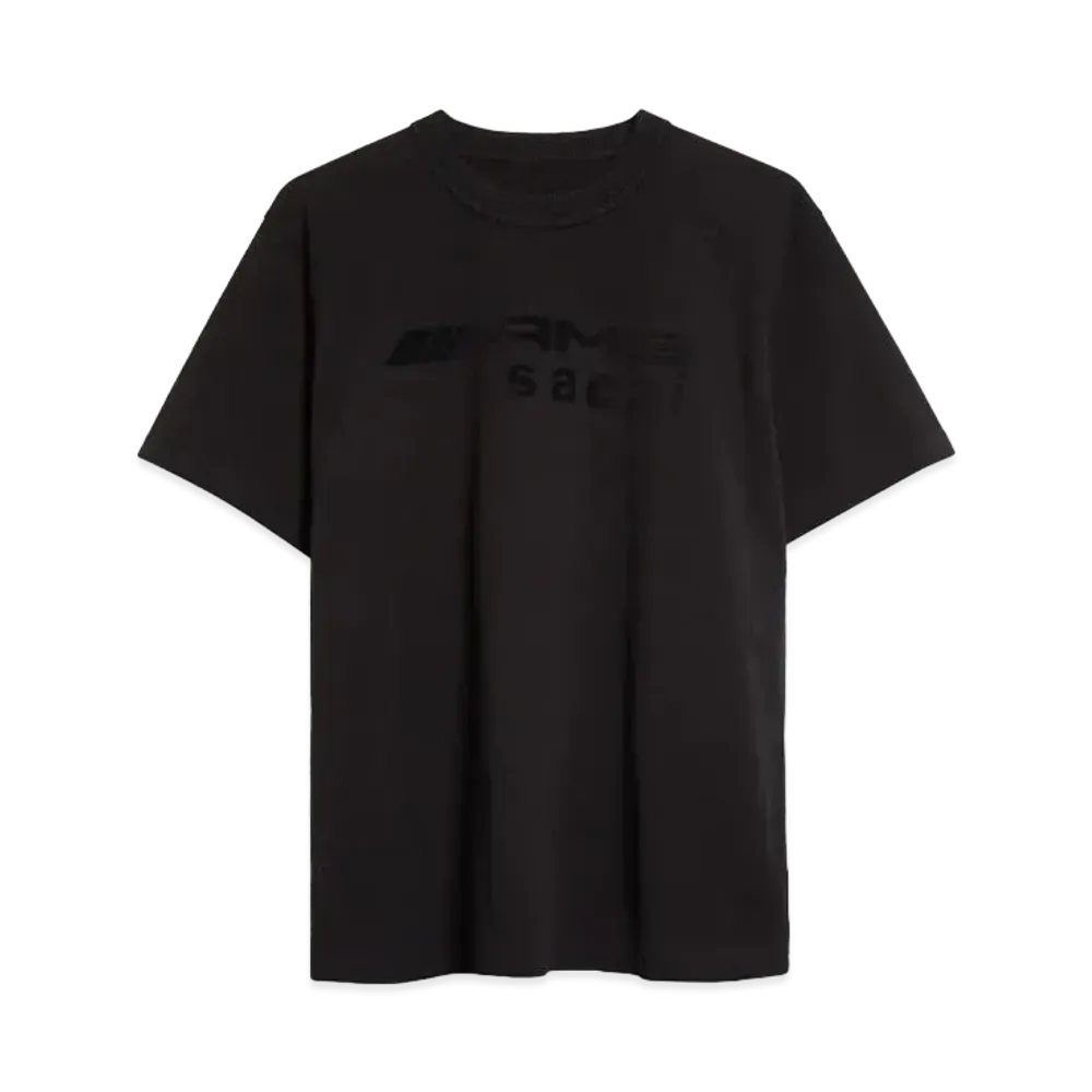sacai x Mercedes AMG Flocked Logo Cotton Graphic T-Shirt "Black"