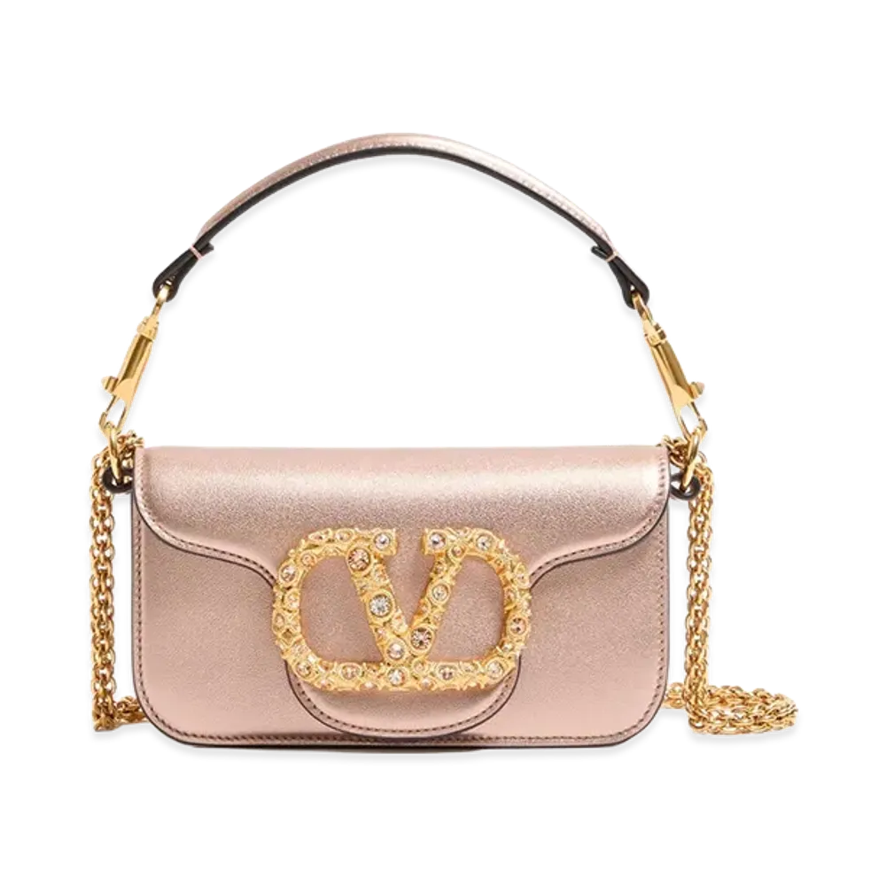 Valentino Women's Loc Small Leather Shoulder Bag "Nude/Neutrals"