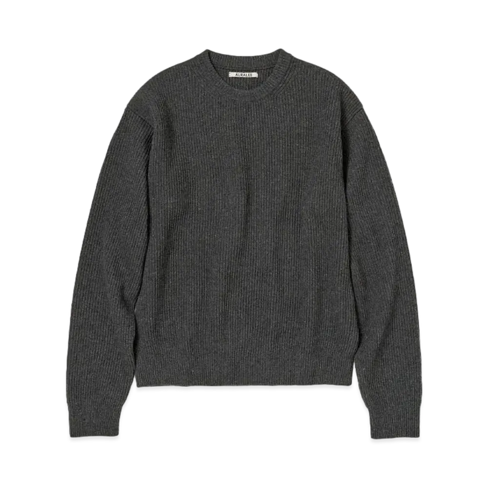 AURALEE Super Fine Wool Rib Knit P/O "Top Gray"