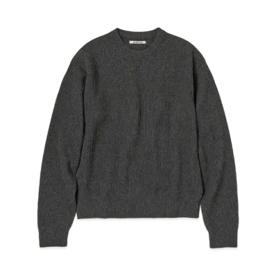 AURALEE Super Fine Wool Rib Knit P/O "Top Gray"
