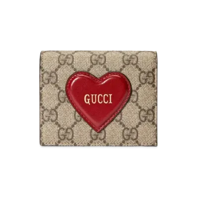 GUCCI Valentine's Day Card Case Wallet "Beige/Ebony"