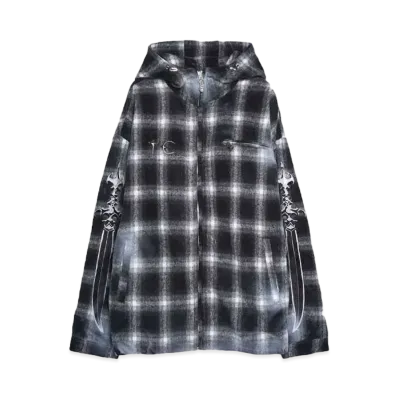 THUG CLUB Arab Sword Flannel Zip-up "BLACK"