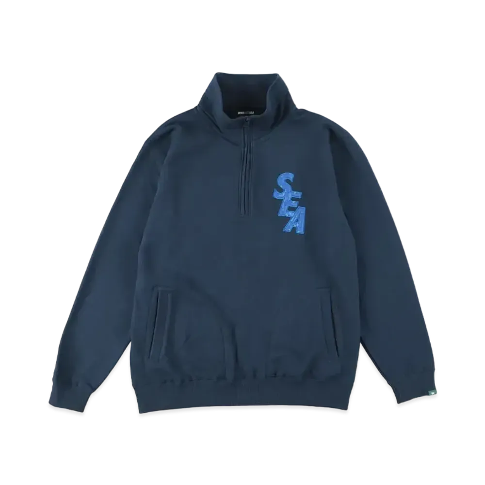 WIND AND SEA SDT (Dot) Half Zip Sweat Tops "Navy"