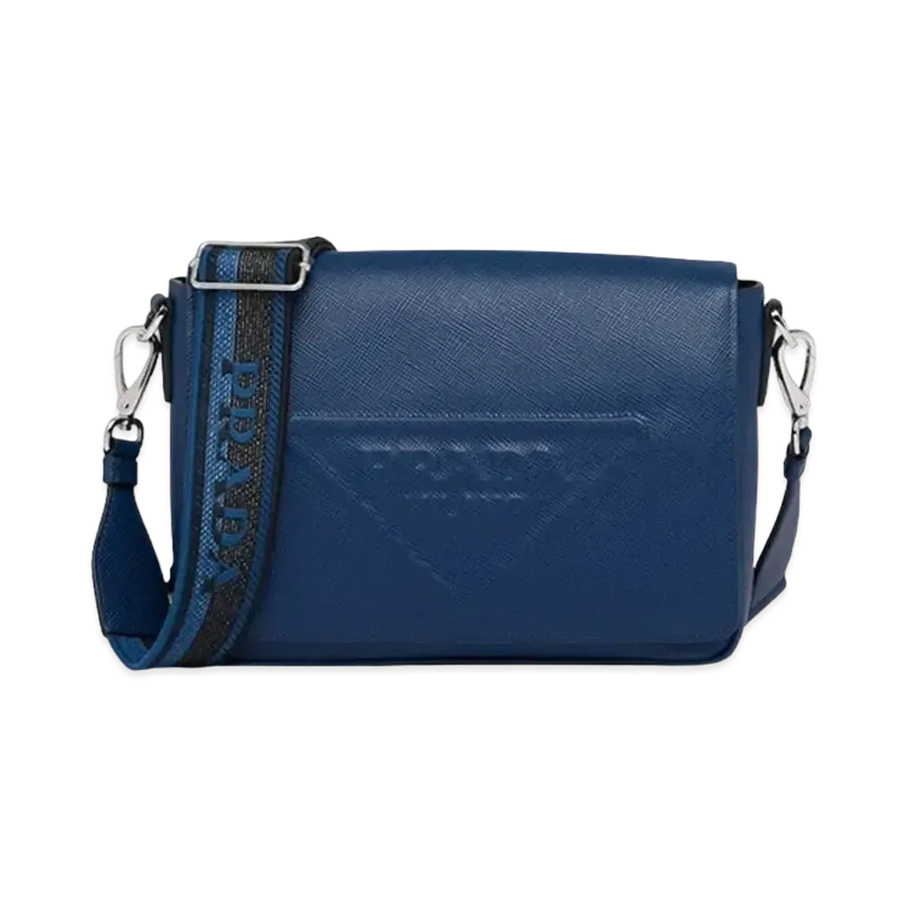 PRADA Saffiano Leather Shoulder Bag "Bluette"