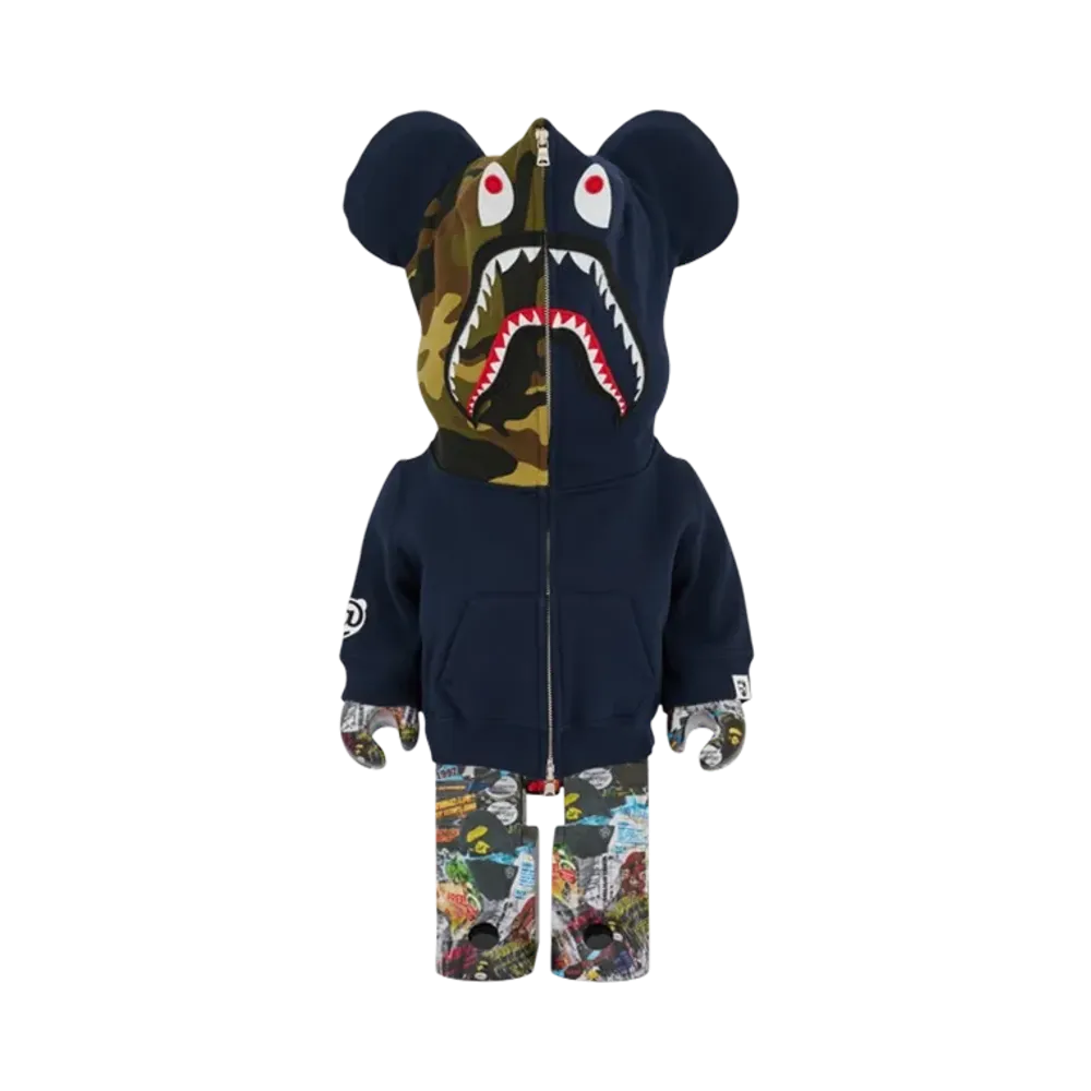 MEDICOM TOY "BEARBRICK" Bape Legacy Camo Shark Navy 1000%