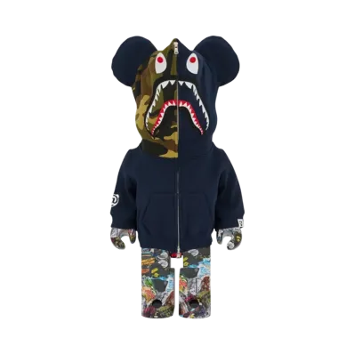 MEDICOM TOY "BEARBRICK" Bape Legacy Camo Shark Navy 1000%