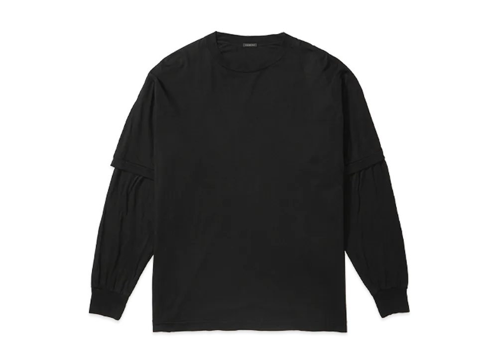 COMOLI Thin Cotton Layered T-Shirt "Black"