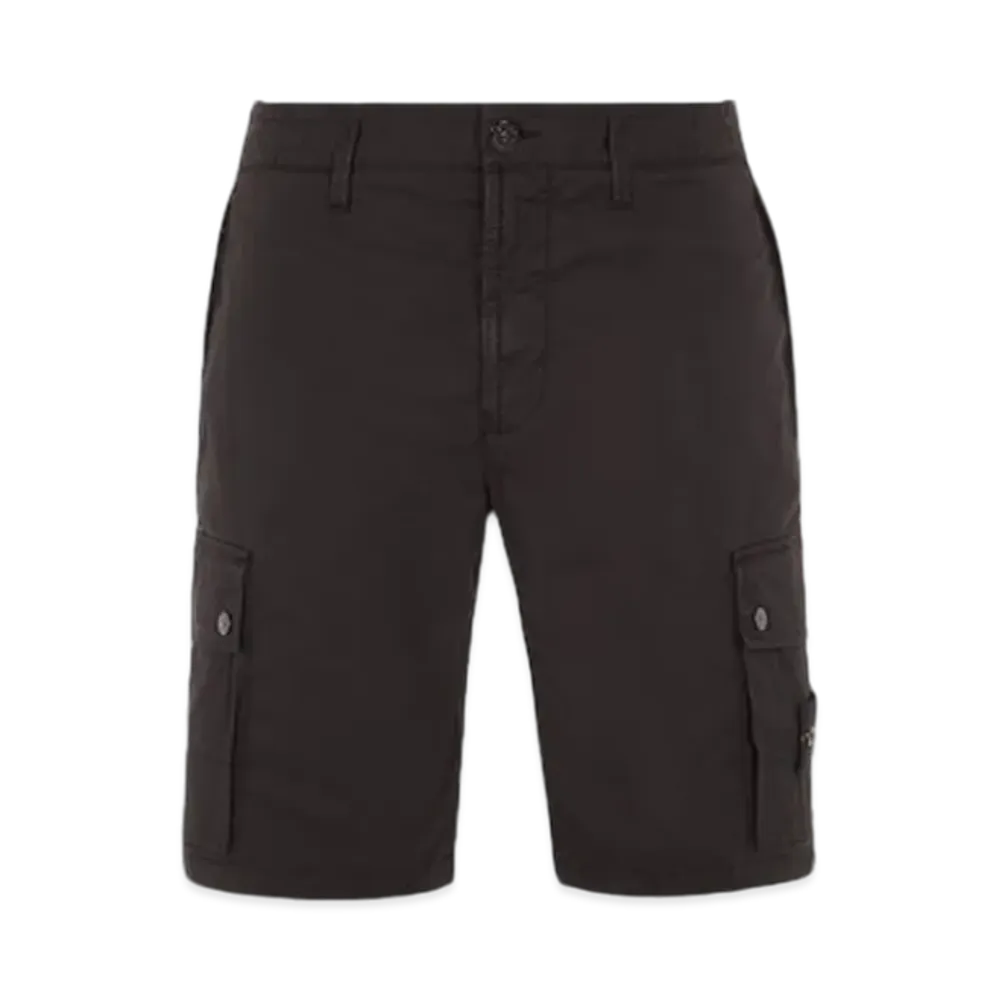 Stone Island L1110 Supima Cotton Twill Stretch-TC Slim Fit Cargo Bermuda Shorts - 24SS "Black"