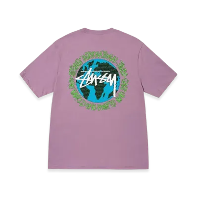 Stussy One World Tee Black "Orchid"