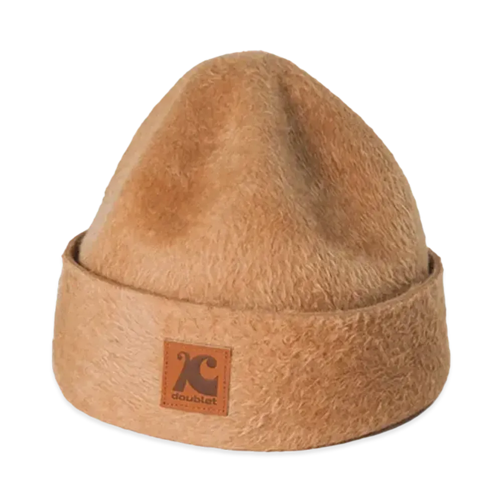 doublet x KIJIMA TAKAYUKI Leather Patch Felt Beanie "Beige"