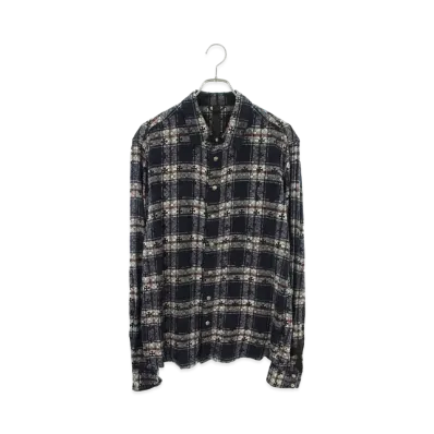 Chrome Hearts Loose End Cross Patch Cross Pattern Check L/S Shirt "Navy/Silver"