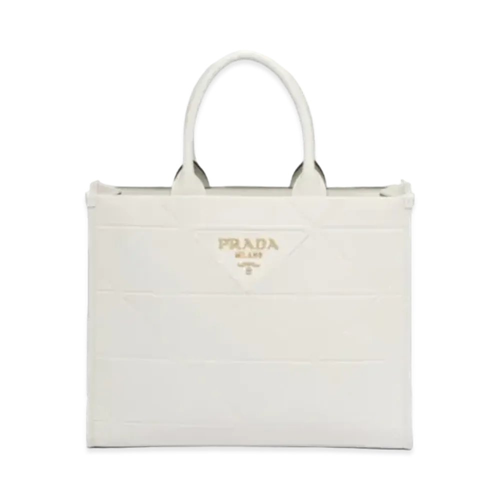PRADA Small Leather Prada Symbole Bag with Topstitching "White"