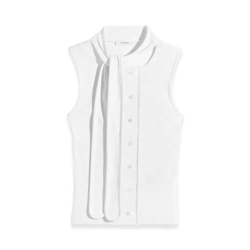 LEMAIRE Women's Jersey Asymmetric Fit Top "Milk"