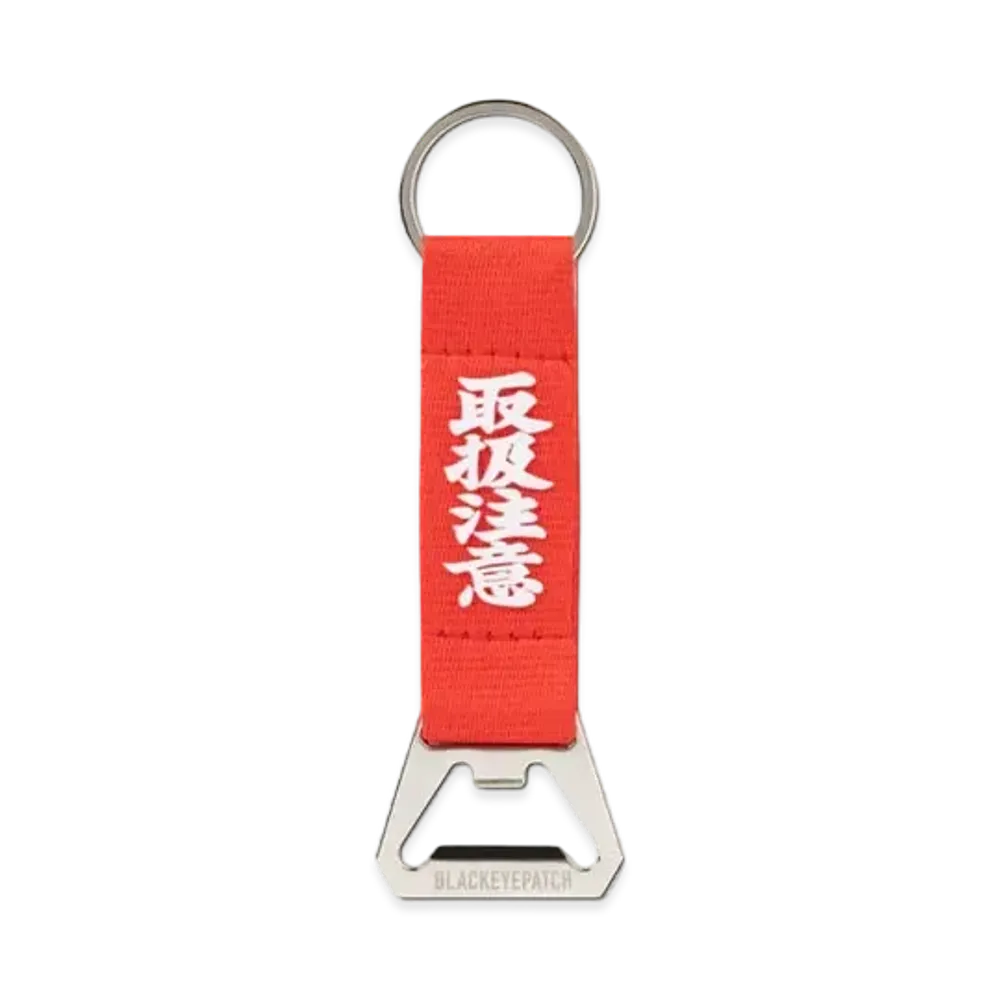 Black Eye Patch HWC Bottle Opener Webbing Keychain "Red"