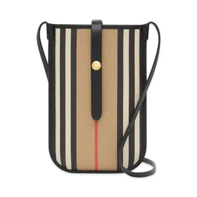 Burberry Anne Leather / Canvas Phone Case Shoulder Bag "Plaid"