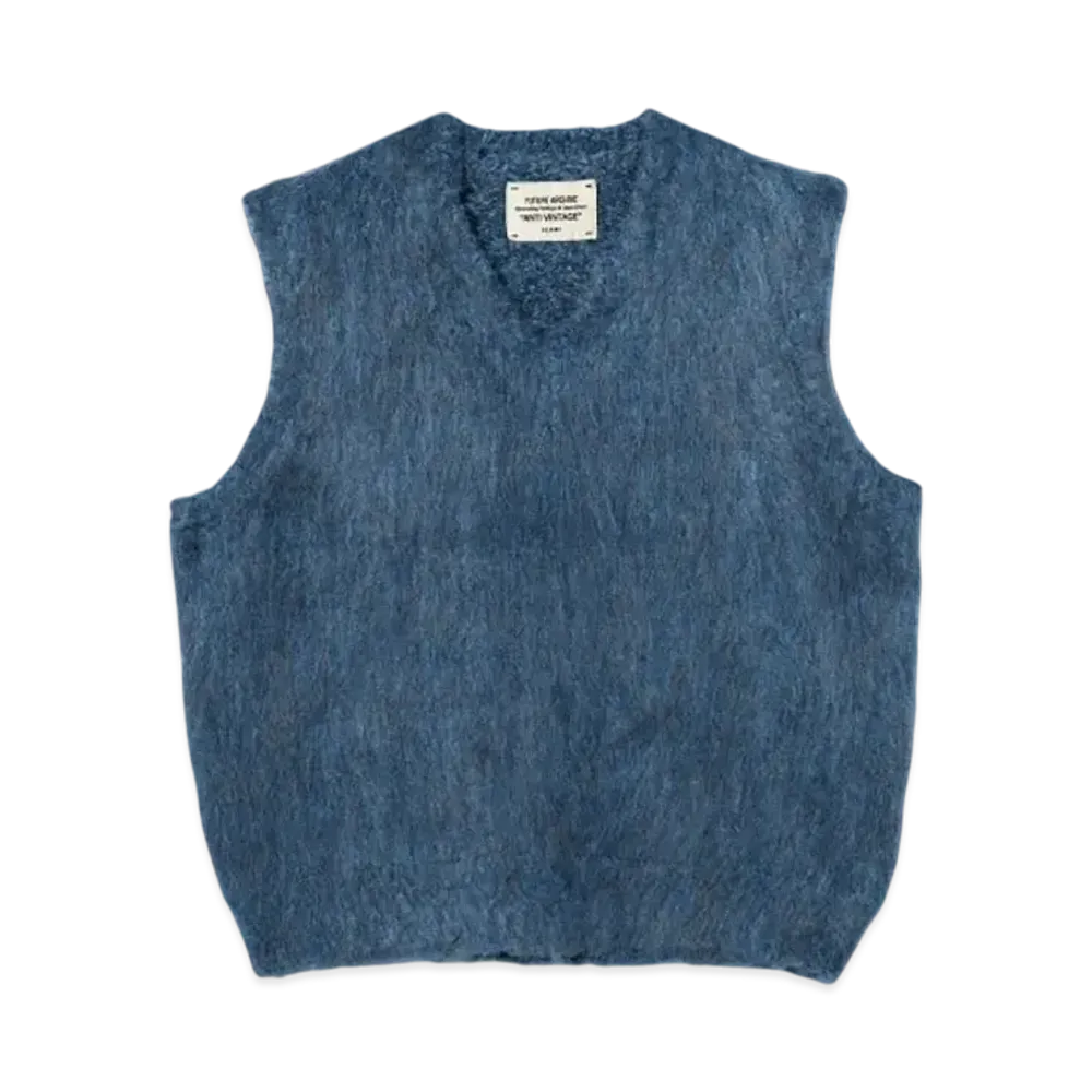 BEAMS FUTURE ARCHIVE Shaggy Knit Vest "Blue"