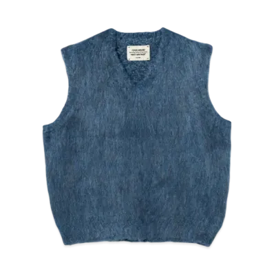 BEAMS FUTURE ARCHIVE Shaggy Knit Vest "Blue"